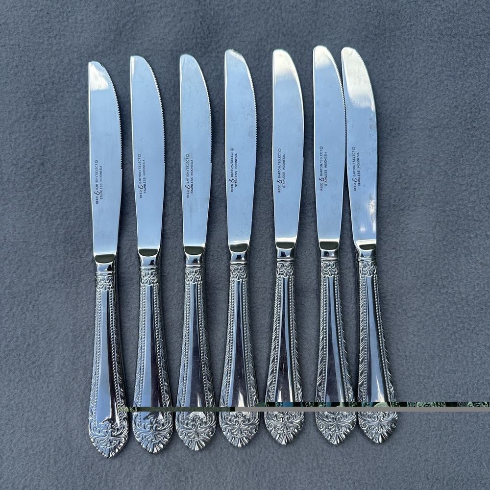 7 Reed & Barton Royal Britannia Dinner Knives Select Stainless Flatware